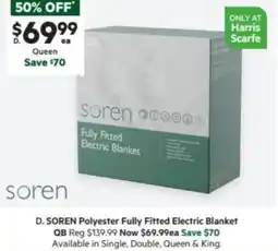 Harris Scarfe SOREN Polyester Fully Fitted Electric Blanket offer