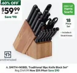 Harris Scarfe SMITH+NOBEL Traditional 18pc Knife Block Set offer