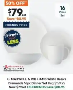 Harris Scarfe MAXWELL & WILLIAMS White Basics Diamonds 16pc Dinner Set offer
