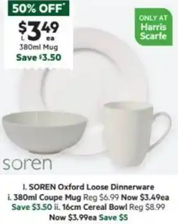 Harris Scarfe SOREN Oxford Loose Dinnerware offer