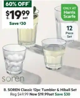 Harris Scarfe SOREN Classic 12pc Tumbler & Hiball Set offer