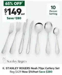 Harris Scarfe STANLEY ROGERS Noah 70pc Cutlery Set offer