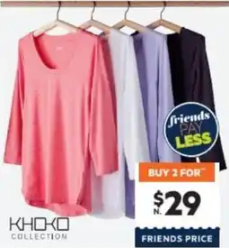 Harris Scarfe KHOKO COLLECTION Scoop Neck 3/4 Sleeve Top offer