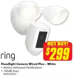 The Good Guys Floodlight Camera Wired Plus - White offer