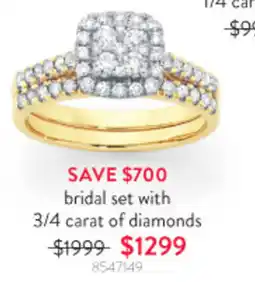 Goldmark bridal set with 3/4 carat of diamonds offer