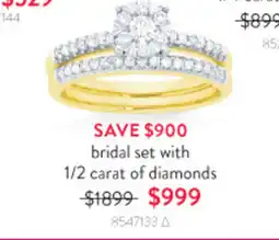 Goldmark bridal set with 1/2 carat of diamonds offer