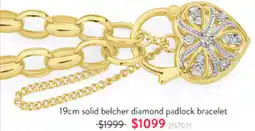 Goldmark 19cm solid belcher diamond padlock bracelet offer
