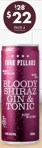 Vintage Cellars Four Pillars Bloody Shiraz Gin & Tonic Cans 250mL offer