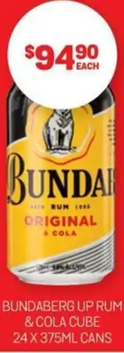 BUNDABERG UP RUM & COLA CUBE 24 X 375ML CANS
