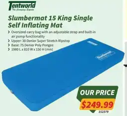 Slumbermat 15 King Single Self Inflating Mat