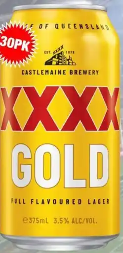 Liquor Stax XXXX Gold 30 x 375ml offer