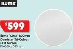 Harvey Norman Ilume 'Circa' 800mm Demister Tri-Colour LED Mirror offer