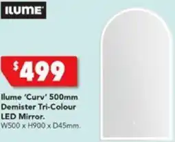 Harvey Norman Ilume 'Curv' 500mm Demister Tri-Colour LED Mirror offer