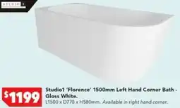 Harvey Norman Studio1 'Florence' 1500mm Left Hand Corner Bath - Gloss White offer