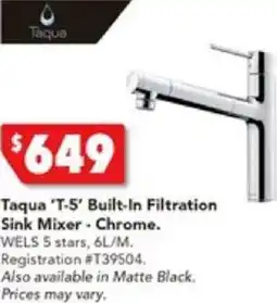 Taqua 'T-5' Built-In Filtration Sink Mixer - Chrome