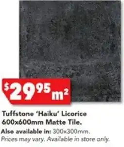 Tuffstone 'Haiku' Licorice 600x600mm Matte Tile