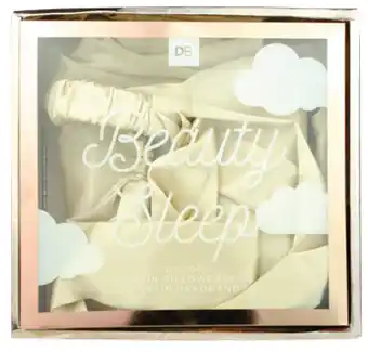 Designer brands beauty sleep satin pillowcase and headband set champagne