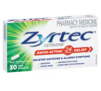 Zyrtec cetirizine 30 mini tablets