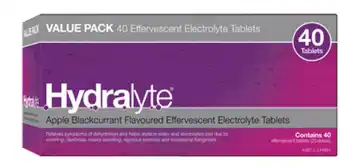 Hydralyte effervescent electrolyte tablets apple blackcurrant 40 effervescent tablets