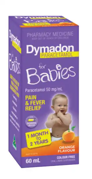 Dymadon paracetamol for babies 1 month - 2 years strawberry 60ml