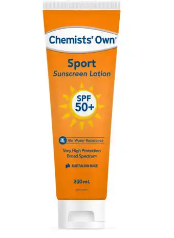 Alliance Pharmacy Chemists’ own sport sunscreen lotion spf50+ 200ml offer