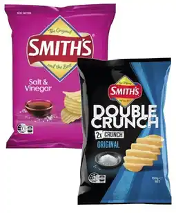 Coles Smith's Crinkle Cut or Double Crunch Potato Chips 150g-170g offer