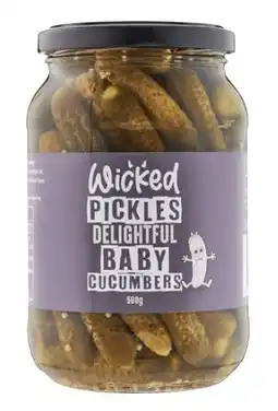 Coles Wicked Pickle Baby Cucumbers 500g offer
