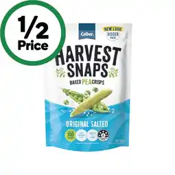 Woolworths Calbee Harvest Snaps Original Salted Baked Pea Crisps 120g offer