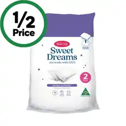 Woolworths Tontine Sweet Dreams High Firm Pillow Pk 2 offer