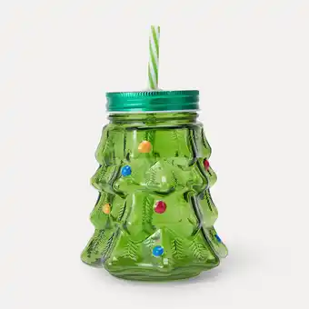 Kmart Christmas tree drink jar with straw offer