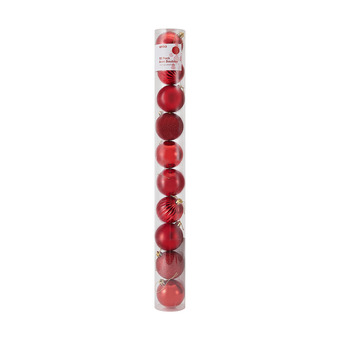 10 pack 6cm baubles - red
