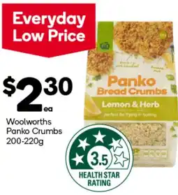 Woolworths Woolworths Panko Crumbs 200-220g offer