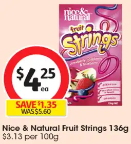 Coles Nice & Natural Fruit Strings 136g offer
