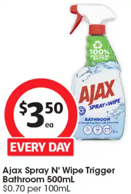 Coles Ajax Spray N' Wipe Trigger Bathroom 500mL offer