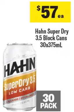 Coles Hahn Super Dry 3.5 Block Cans 30x375mL offer
