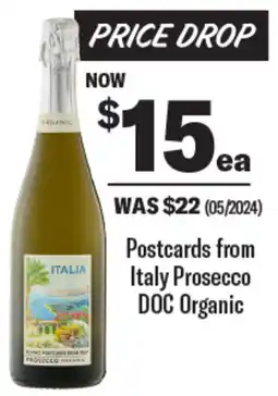 Coles Postcards from Italy Prosecco DOC Organic offer