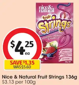 Coles Nice & Natural Fruit Strings 136g offer