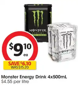 Coles Monster Energy Drink 4x500mL offer