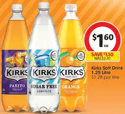 Coles Kirks Soft Drink 1.25 Litre offer