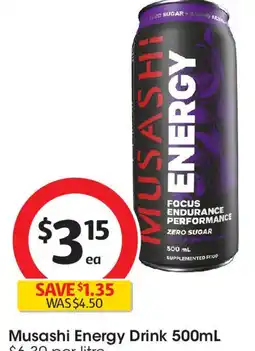 Coles Musashi Energy Drink 500mL offer