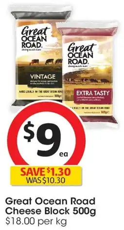 Coles Great Ocean Road Cheese Block 500g offer