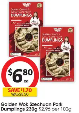 Coles Golden Wok Szechuan Pork Dumplings 230g offer