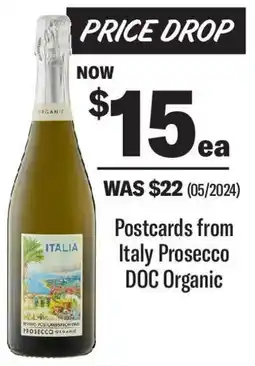 Coles Postcards from Italy Prosecco DOC Organic offer