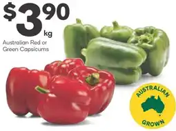 Woolworths Australian Red or Green Capsicums per kg offer