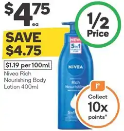 Woolworths Nivea Rich Nourishing Body Lotion 400ml offer