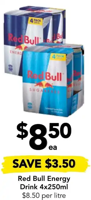 Drakes Red Bull Energy Drink 4x250ml offer