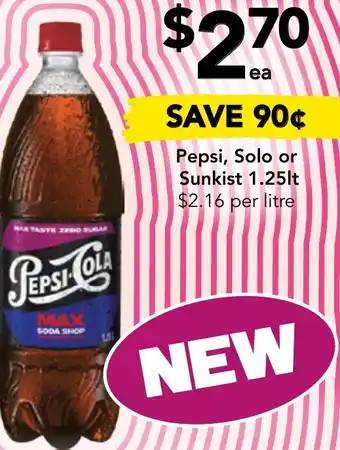 Drakes Pepsi, Solo or Sunkist 1.25lt offer