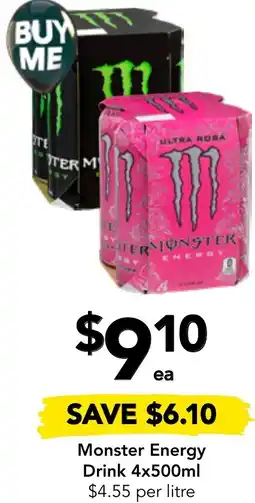 Drakes Monster Energy Drink 4x500ml offer