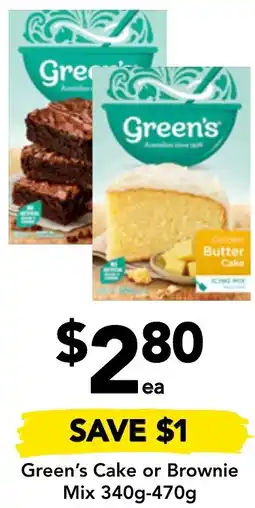 Drakes Green's Cake or Brownie Mix 340g-470g offer