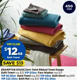 Spotlight BRAMPTON HOUSE Zero Twist Ribbed Towel Range Bath Towel offer